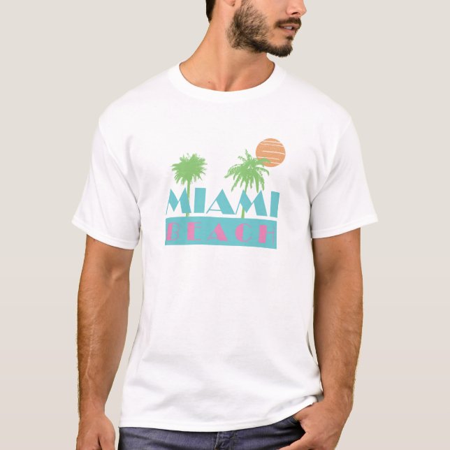 Old school Miami Beach Tee Shirt (Framsida)