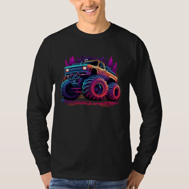 Old School Monster Truck Grafitti Big Style Monste T Shirt (Framsida)