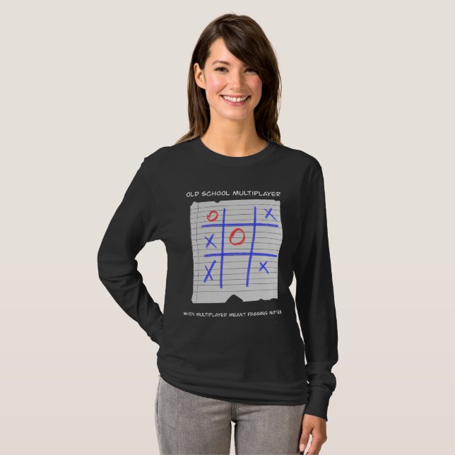 Old School Multiplayer Tic Tac Toe Nostalgic T Shirt (Hel framsida)