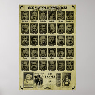 Old school Mustacher - Bra Humor för Pub i mer än Poster