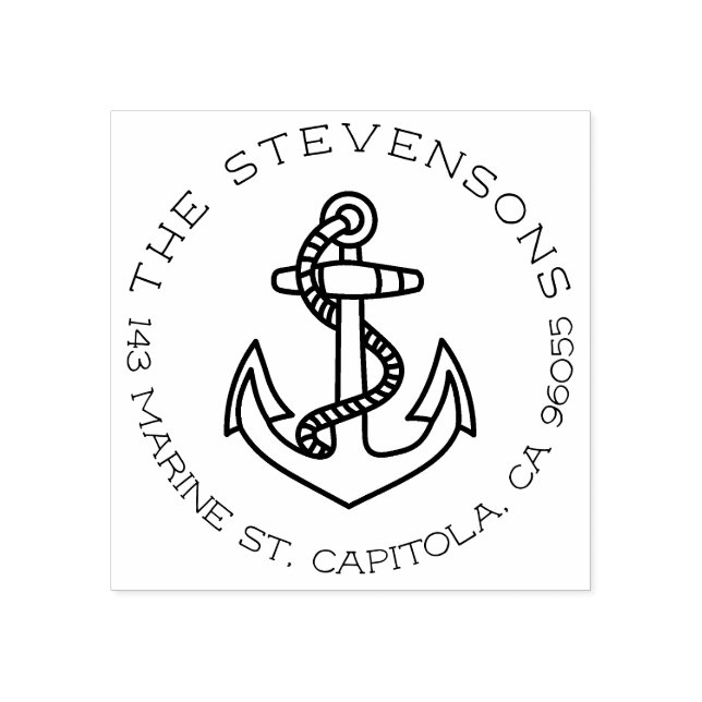 Old school Nautical Anchor Family Returadress Stämpel (Tryck)