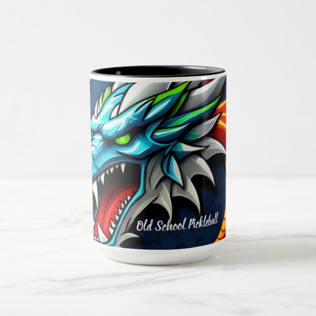 Old School Pickleball Dragon blue mug Mugg (Center)