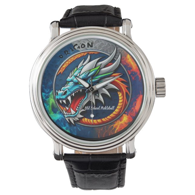 Old School Pickleball Dragon blue watch Armbandsur (Framsida)