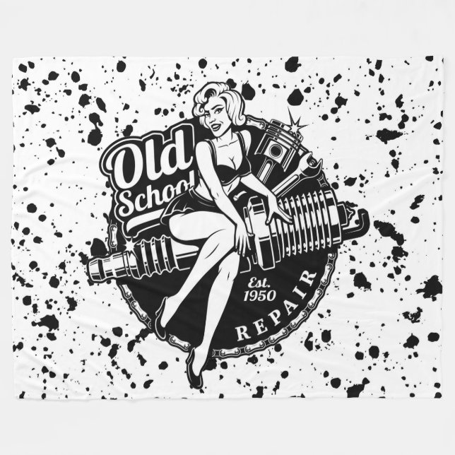 Old school Pin Up Girl Fleecefilt (Framsidan (Horisontell))