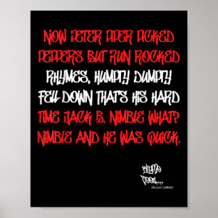 Old school Rap Hip hop Peter Piper Quote 80s D C Poster
