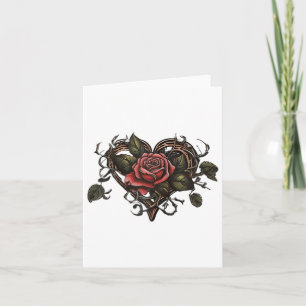 Old school Ro Heart Tattoo Valentines day Graphi Kort