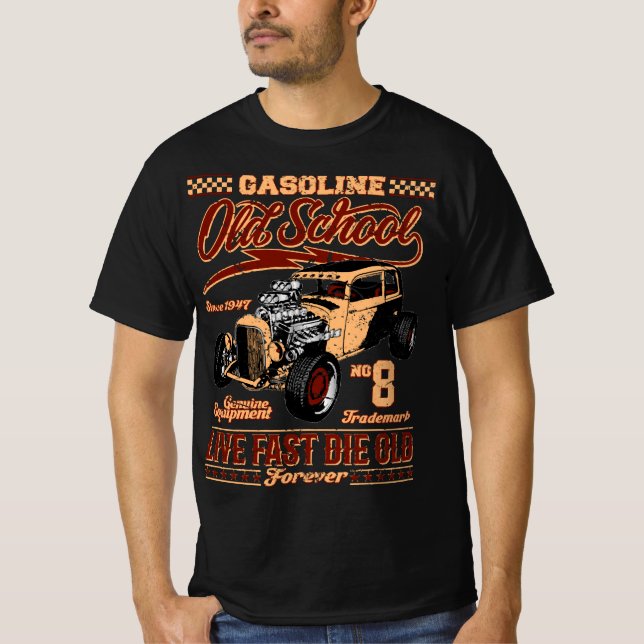 Old school Rockabilly Hot rod T Shirt (Framsida)