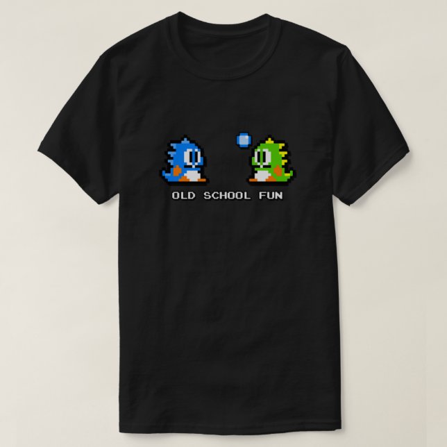 Old school Roligt - Bubble Bobble - Bub and Bob -  T Shirt (Design framsida)