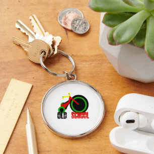 Old school rund silverfärgad nyckelring