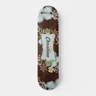 Old school Skateboard Hawaiian Blåa blommor