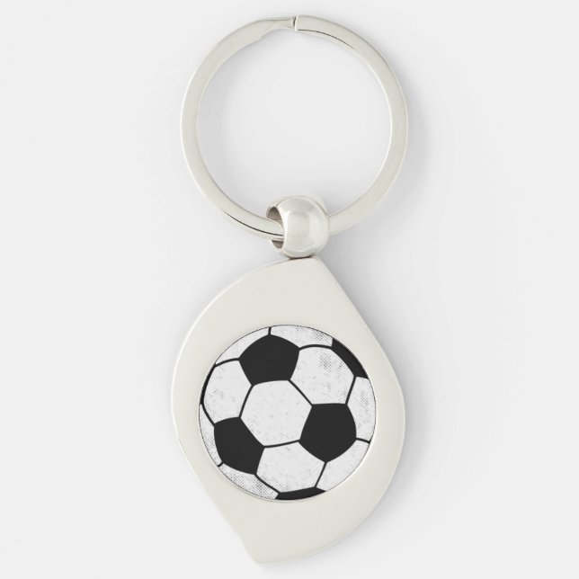 Old School Soccer Pitch Aesthetic Graphic Style Swirl Silverfärgad Nyckelring (Framsidan)