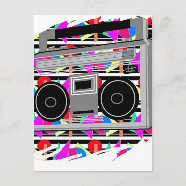 old school stereo RETRO 1980-talets boombox Vykort (Framsida)