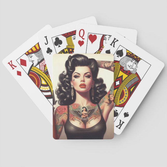 Old school Tattoo Girl Casinokort (Baksidan)