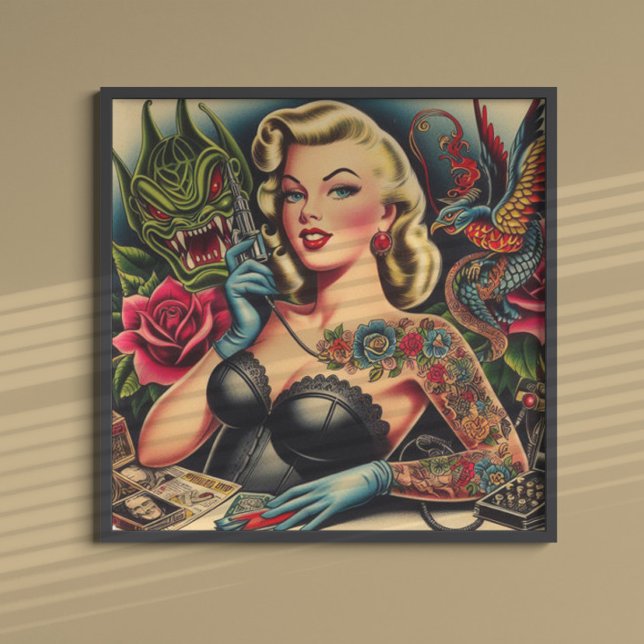 Old school Tattoo Girl Poster (Skapare uppladdad)