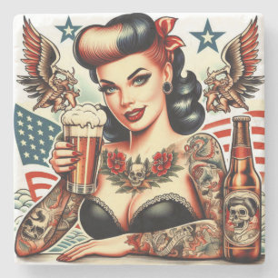 Old school Tattoo Girl Stenunderlägg