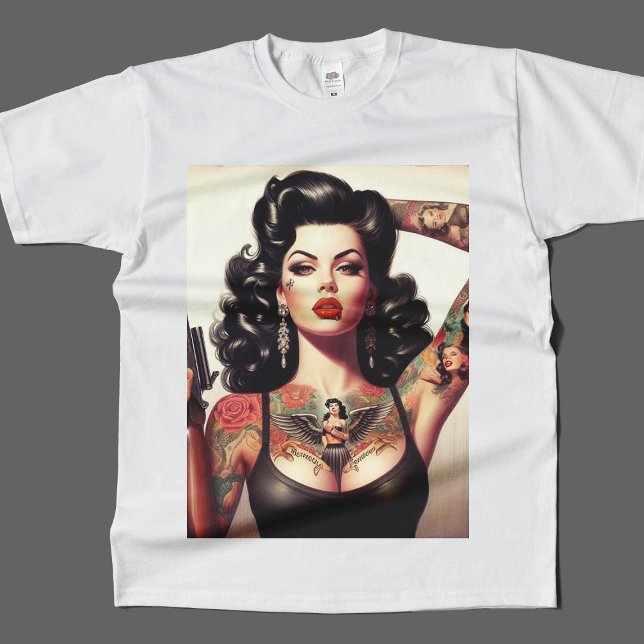 Old school Tattoo Girl T Shirt (Skapare uppladdad)