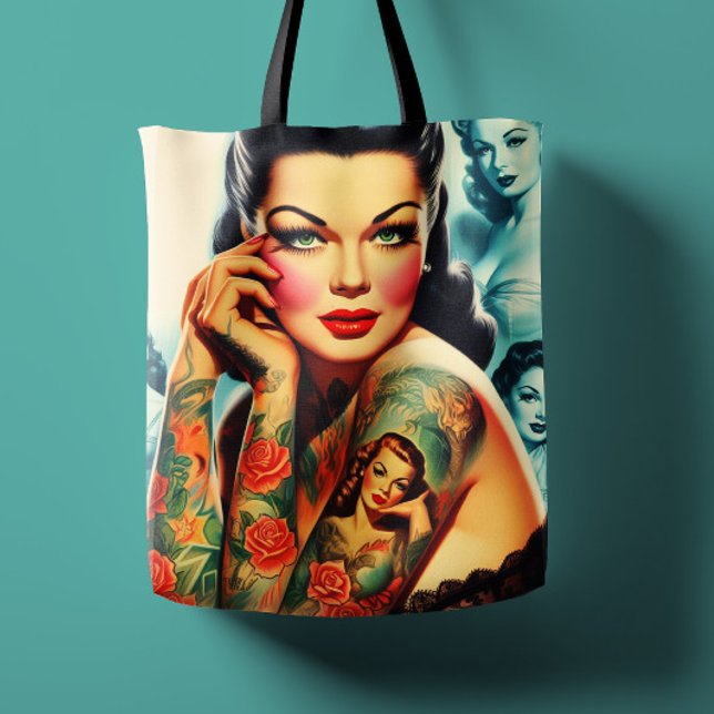 Old School Tattoo Girl Tygkasse (Skapare uppladdad)