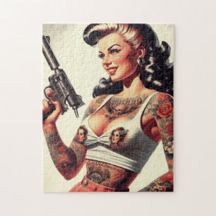 Old school Tattoo Hett Girl Pussel