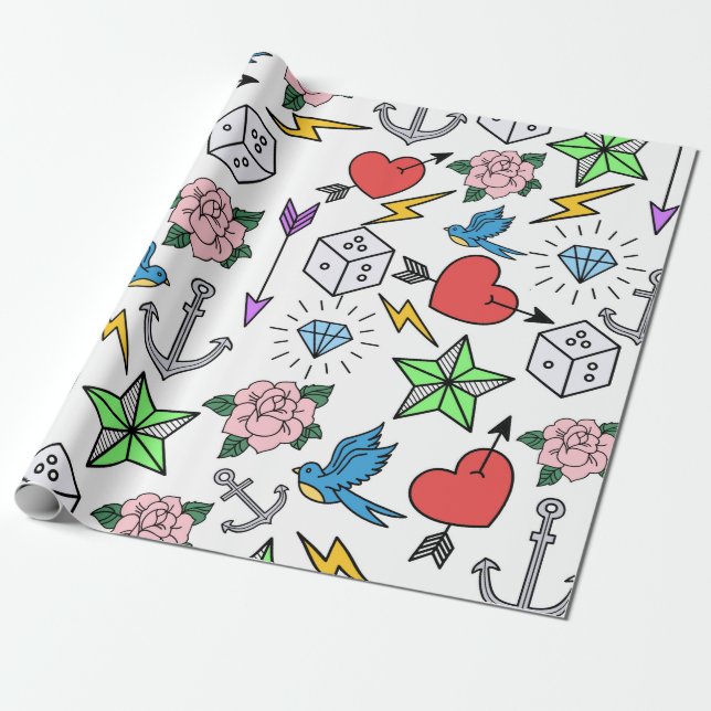 Old school Tattoo Presentpapper (Utrullad)