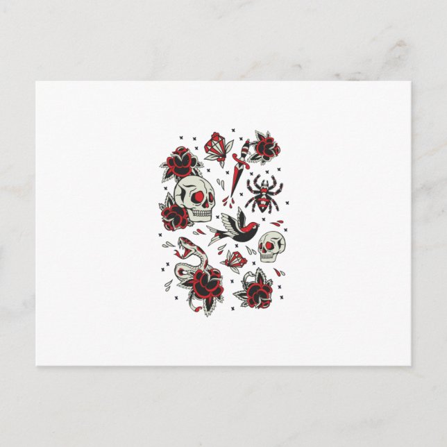 Old school Tattoo Vykort (Framsida)