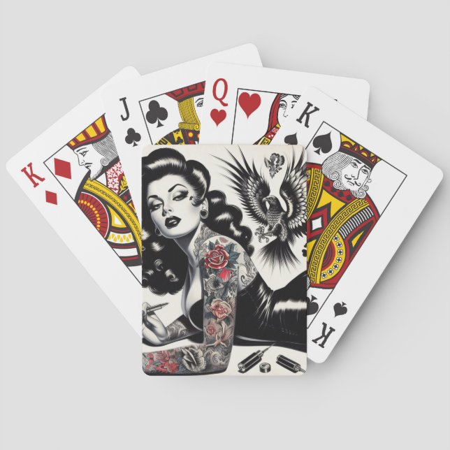 Old school Tattooed Girl Casinokort (Baksidan)