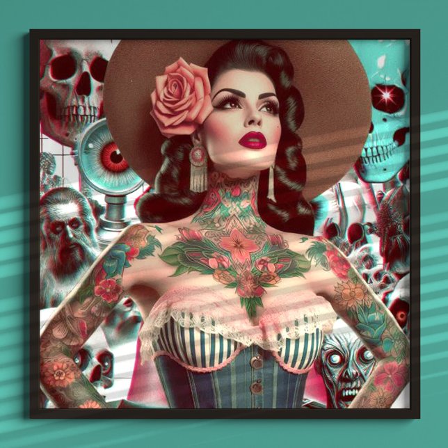 Old school Tattooed Woman Collage Poster (Skapare uppladdad)