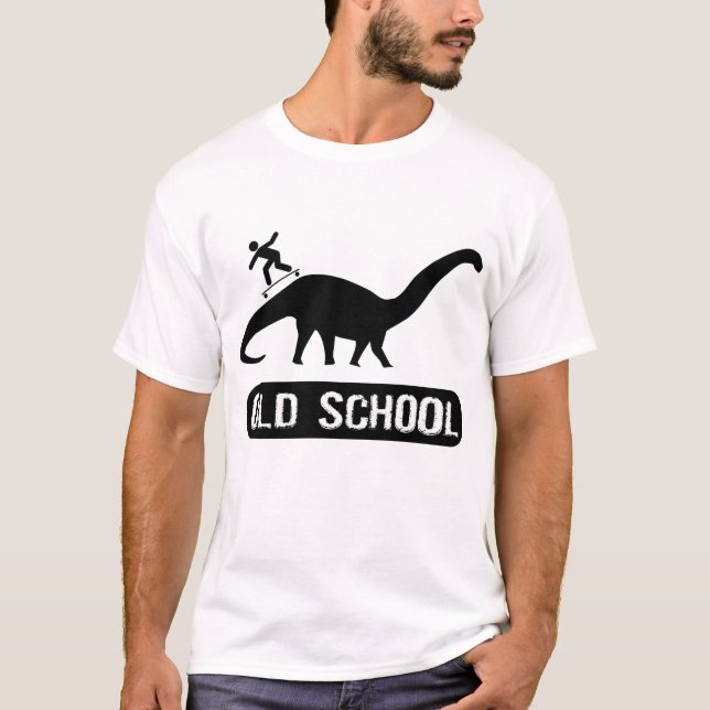 Old schoolDino Skateboarding T-shirt (Framsida)