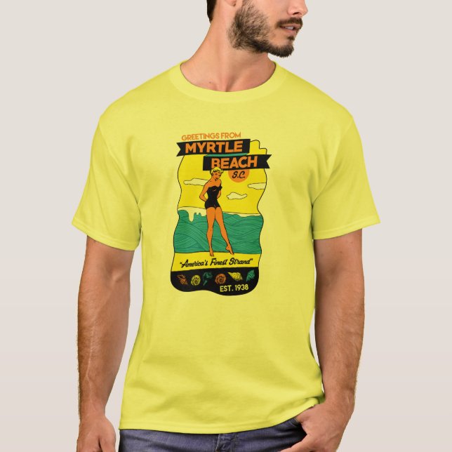 Old schoolMyrtle Beach vykort Tee (Framsida)