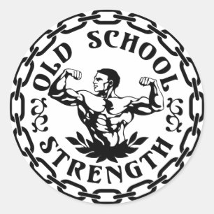 Old schoolstyrkavintage runt klistermärke
