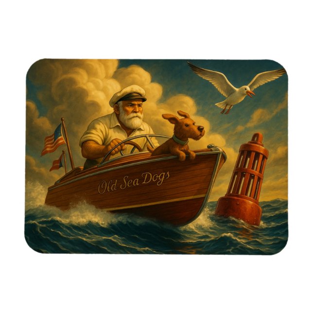 Old Sea Dogs: a sailor and his trusty canine  Magnet (Horisontell)