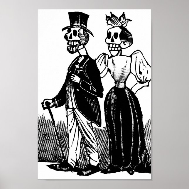 Old Skeleton Couple circa tidigt 1900, Mexiko Poster (Framsidan)