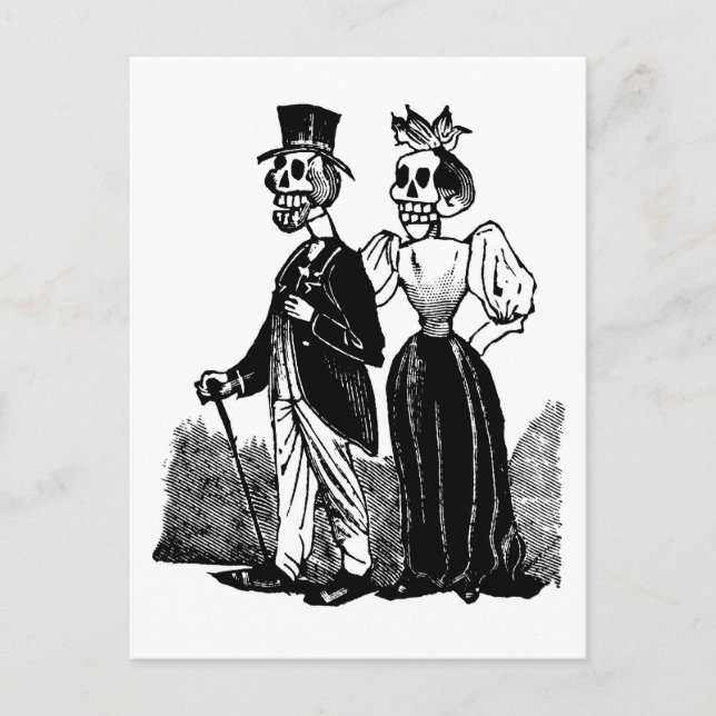 Old Skeleton Couple circa tidigt 1900, Mexiko Vykort (Framsida)