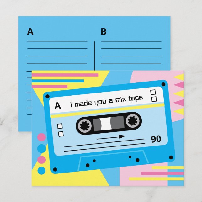Old Skool Blue Kassettmixband Lista Vykort (Fram/baksida)