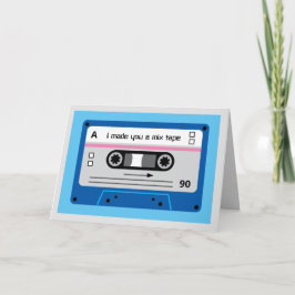 Old Skool Dark Blue Cassette Mix Tape Greetings Kort