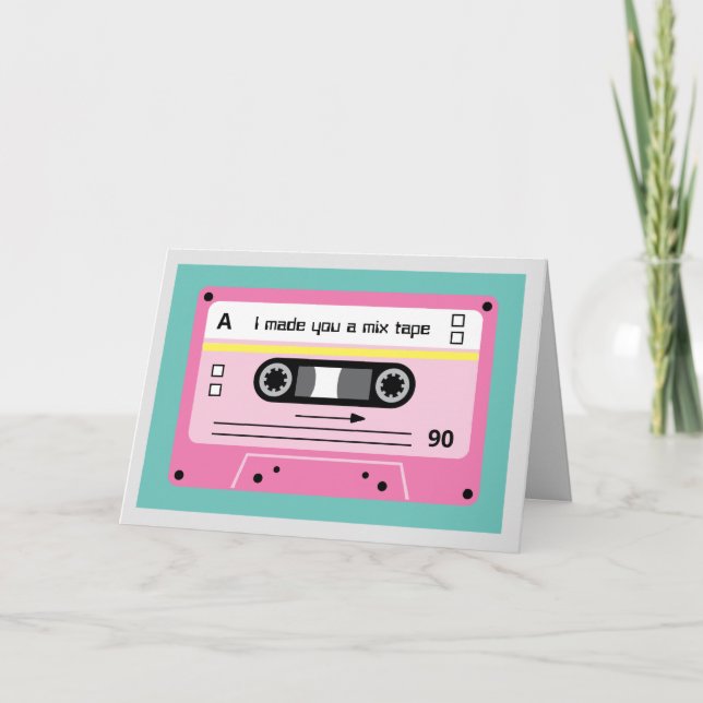 Old Skool Rosa Kassettband Mix Tape Hälsningar Kort (Framsida)