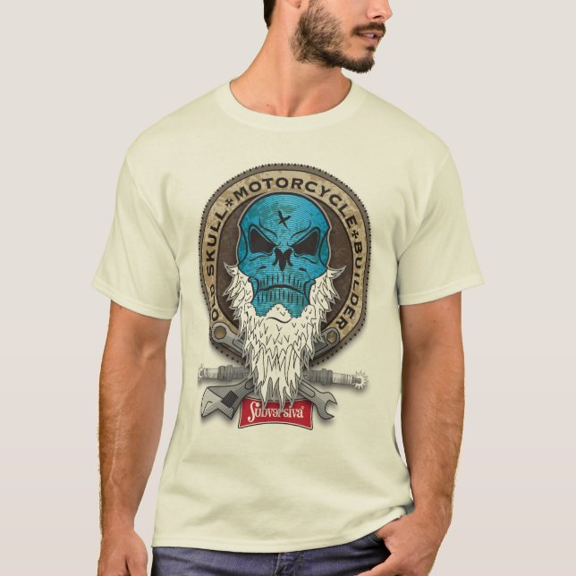 OLD SKULL MOTORCYCLE BUILDER I TEE SHIRT (Framsida)
