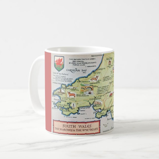 Old South Wales Karta Kaffemugg (Framsida vänster)