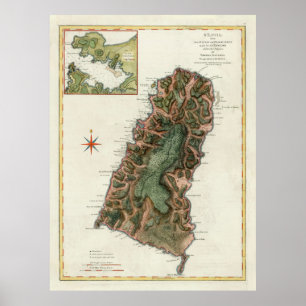 Old St Lucia Island Karta (1794) Poster