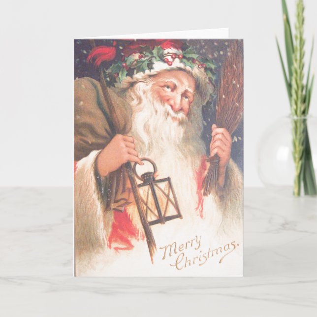 Old St. Nicholas med Lantern Vintage Helgkort (Framsida)