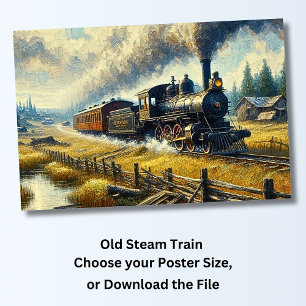 Old Steam Tåg Poster