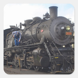 Old Steam Tåg Sticker Fyrkantigt Klistermärke