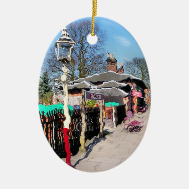 OLD TÅG STATION JULGRANSPRYDNAD KERAMIK (Framsidan)