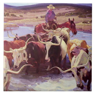 “Old Texas” av W Herbert Dunton Kakelplatta