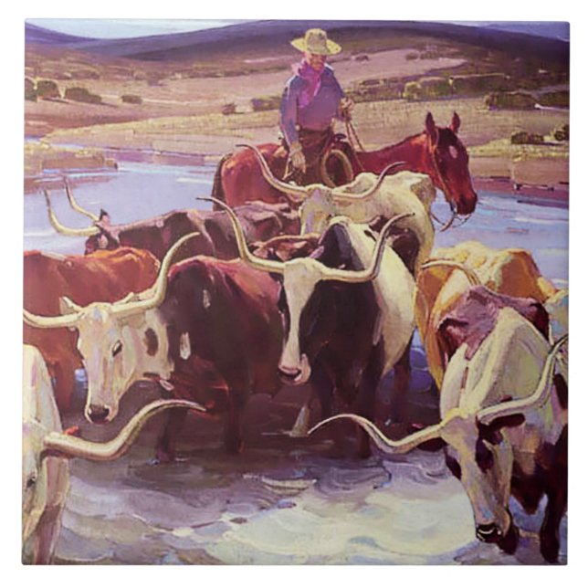 "Old Texas" av W Herbert Dunton Kakelplatta (Framsidan)