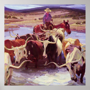 "Old Texas" av W Herbert Dunton Poster