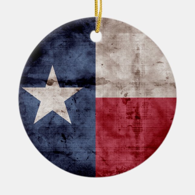 Old Texas Flagga Julgransprydnad Keramik (Framsidan)
