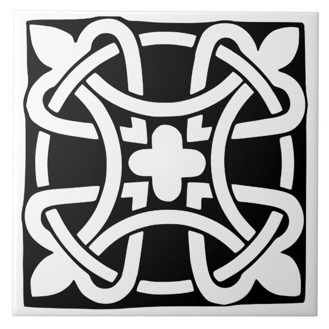 Old Time Classic Black and White Traditional Kakelplatta (Framsidan)