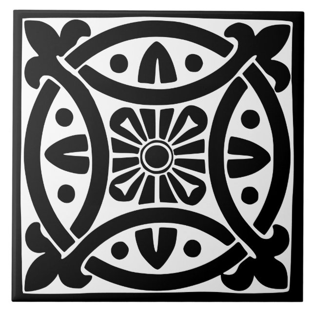 Old Time Classic: Black and White Traditional Kakelplatta (Framsidan)