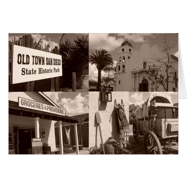 Old Town San Diego State Historical Park Collage OBS Kort (Framsidan Horizontal)