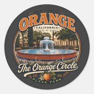 Old Towne Orange Circle Fountain Vintage T-Shirt Runt Klistermärke